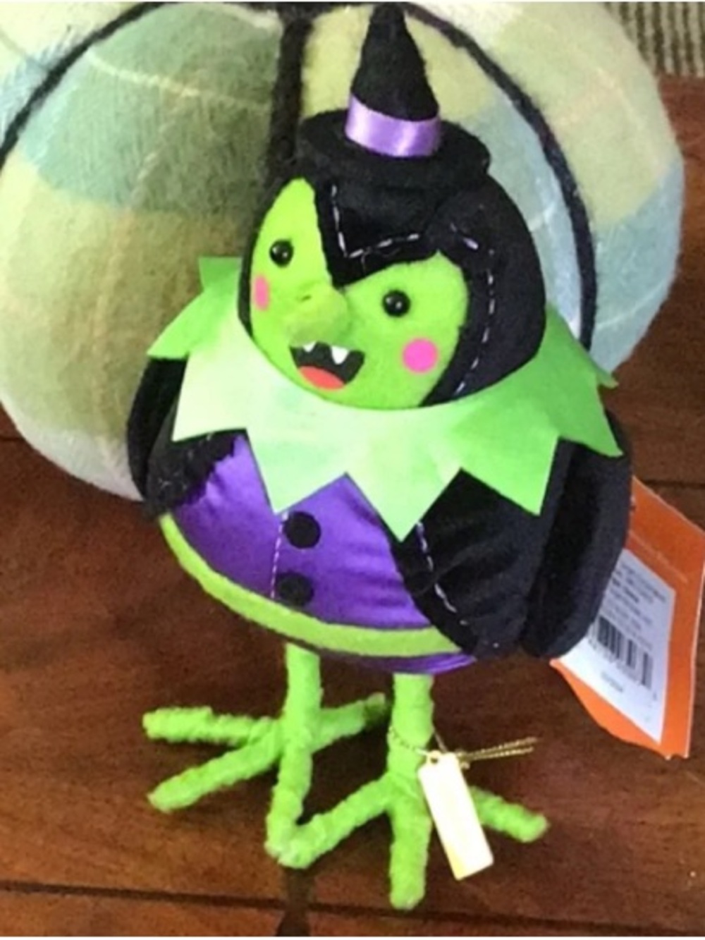 Halloween Plush Witch Ornament in Green and Purple